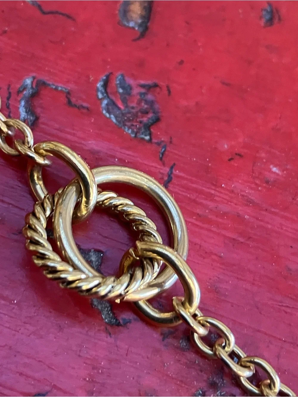 Ralph Lauren 34” Nautical Gold Tone Long Chain Necklace with Textured Links